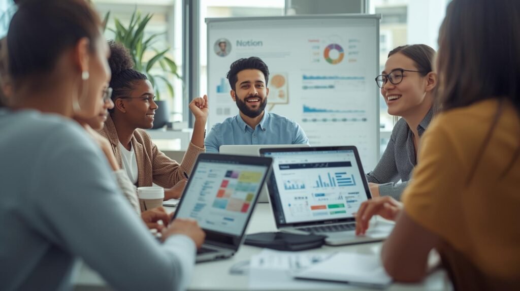 Remote team collaborating mindfully using Notion