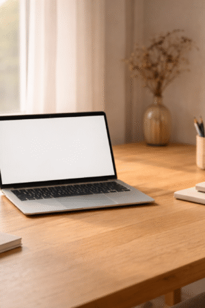 Desk setup for mindful technology habits and digital declutter